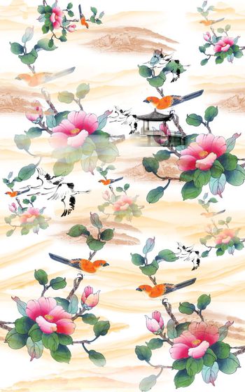 523804-中国风 水墨画  花卉