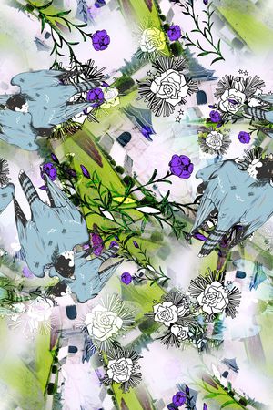 花鸟结合印花华亿平台图片