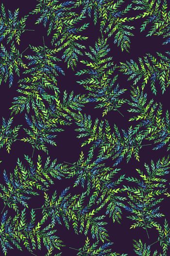 524094-田园风手绘绿色针叶植物秋冬男装冲锋