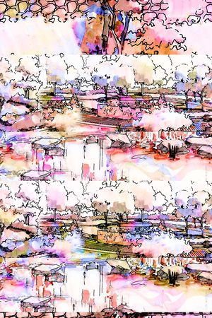 水墨印花华亿平台图片