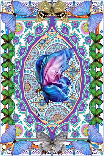 524157-流行时尚民族风几何蝴蝶翩翩定位印花