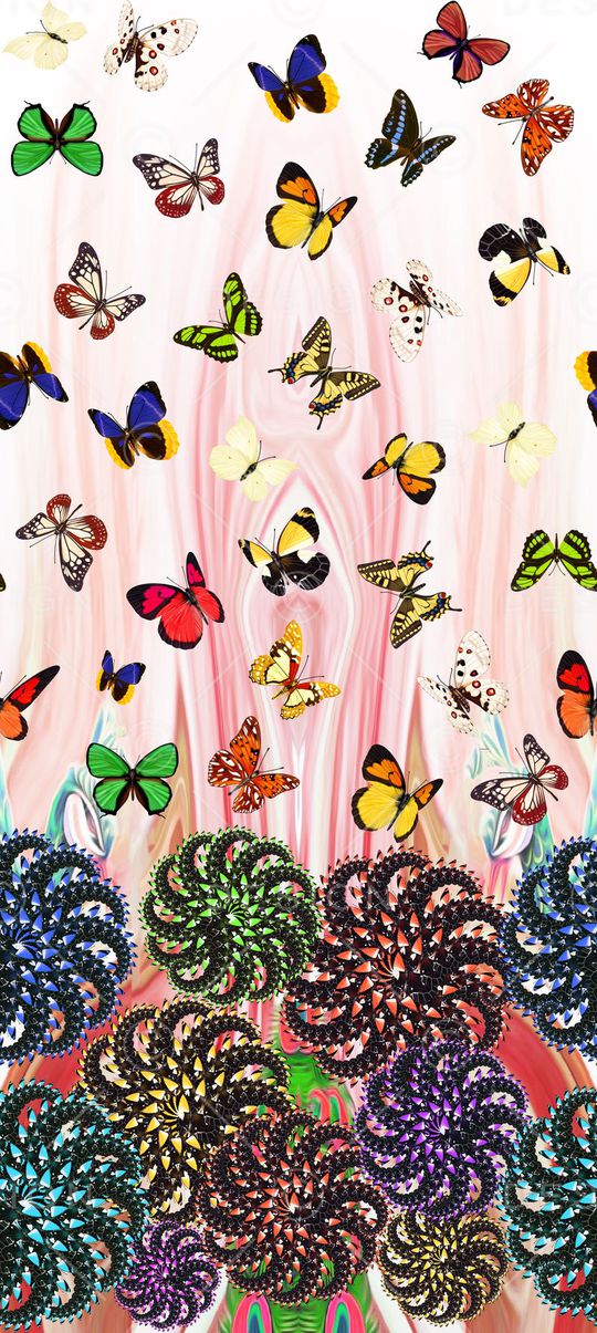 蝴蝶印花华亿平台图片