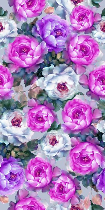 524217-时尚 水彩 花卉   数码 丝绸 