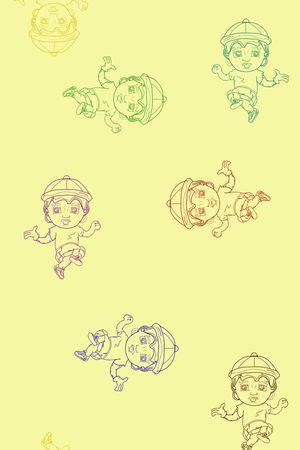 手绘卡通人物 趣味印花 童装 家纺印花华亿平台图片