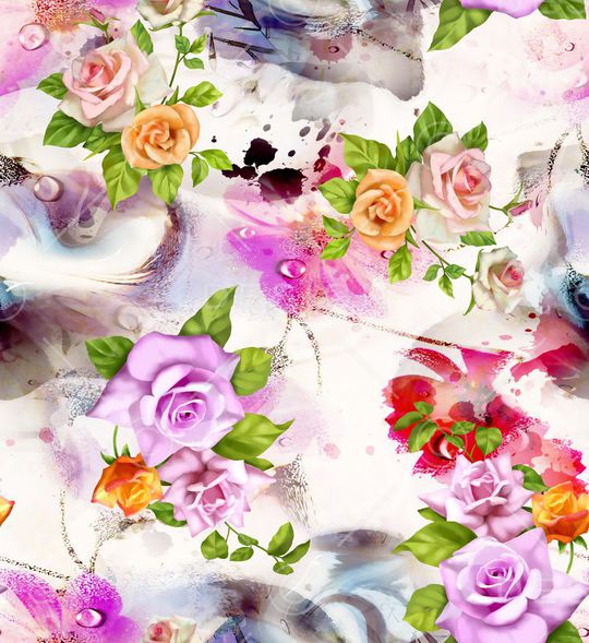 服饰   清新     时尚 月季花印花华亿平台图片