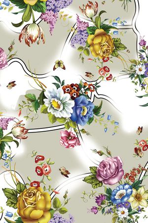 时尚复古灰底花卉印花华亿平台图片