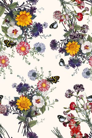 手绘花卉印花华亿平台图片