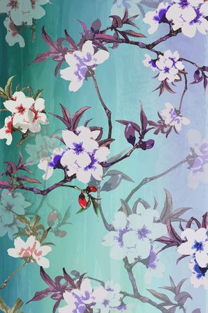 水彩花卉印花华亿平台图片