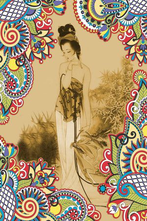 时尚潮流复古独幅印花印花华亿平台图片