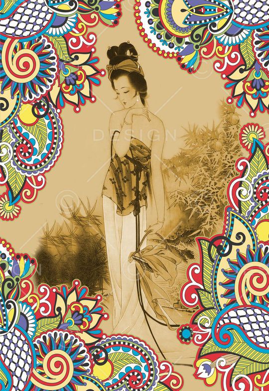 时尚潮流复古独幅印花印花华亿平台图片