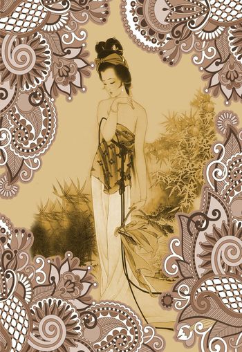 524844-时尚 潮流 复古 独幅 印花