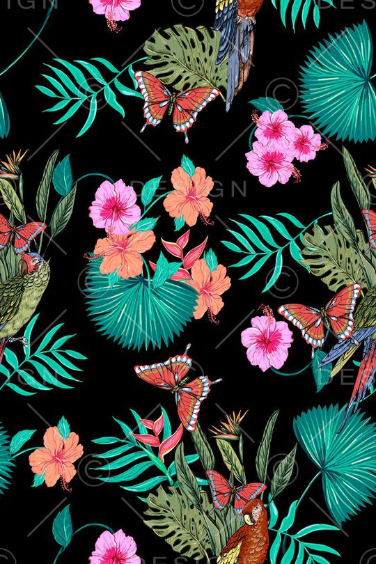 热带风情印花华亿平台图片