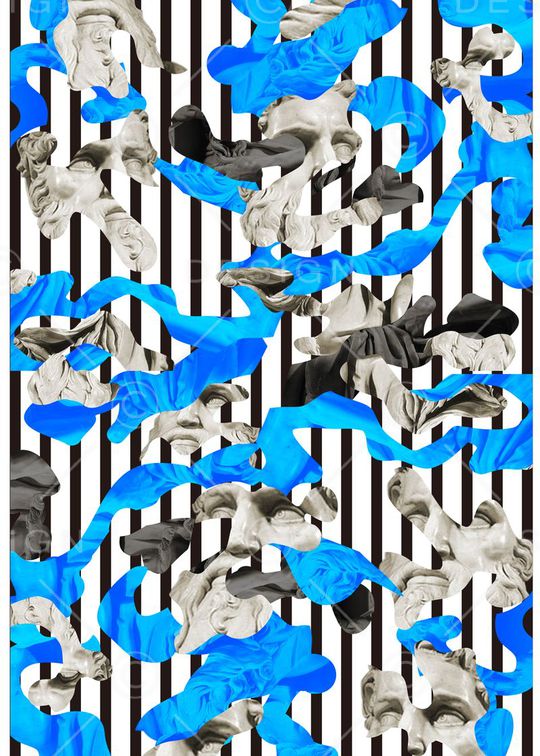 抽象石膏像印花华亿平台图片