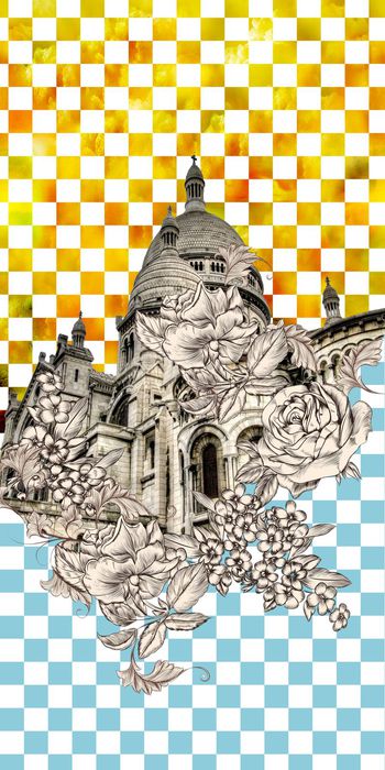 525273-欧式风格建筑 花卉 花朵  格子 