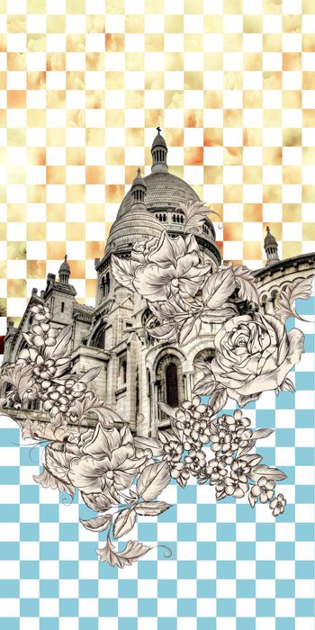 525274-欧式风格建筑 花卉 花朵  格子 