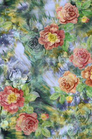 传统花卉印花华亿平台图片