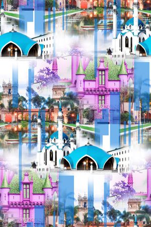 欧式建筑印花华亿平台图片