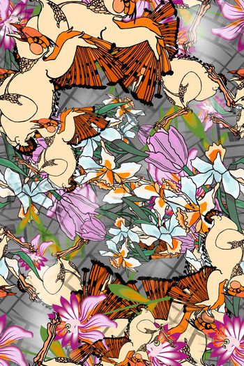 连衣裙高清花卉印花华亿平台图片