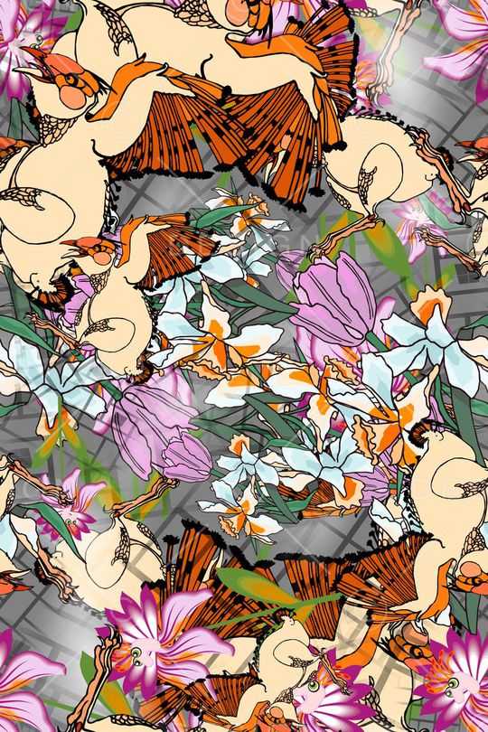 连衣裙高清花卉印花华亿平台图片