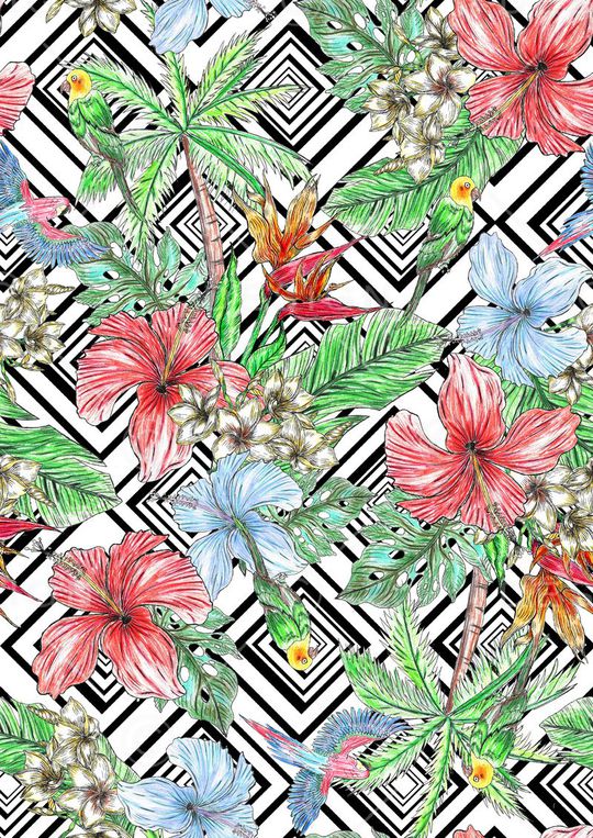 热带叶子印花华亿平台图片