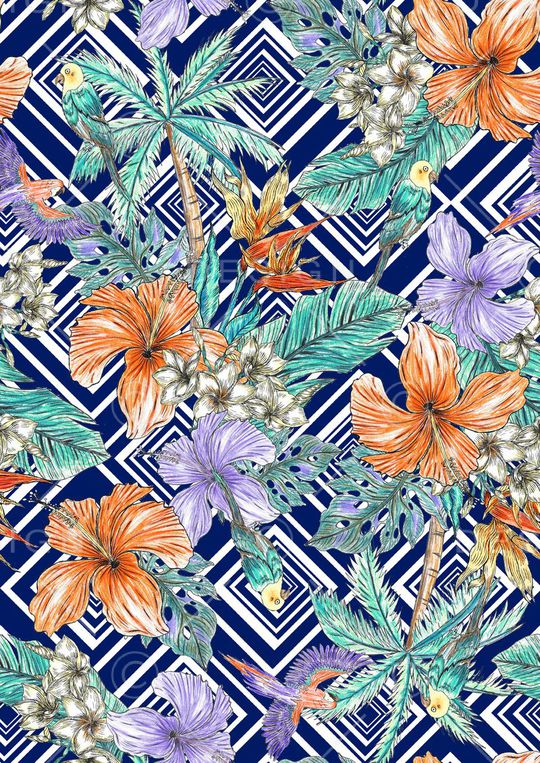 热带叶子印花华亿平台图片