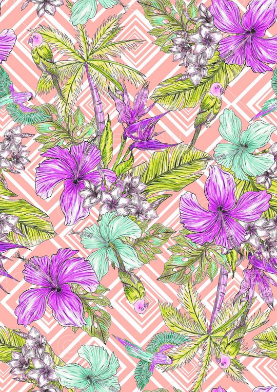 热带叶子印花华亿平台图片