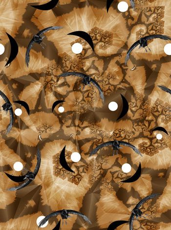 525593-复古 抽象笔刷  黑鸟 几何 拼接