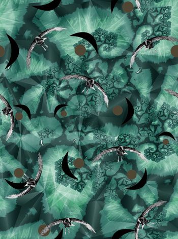 525595-复古 抽象笔刷  黑鸟 几何 拼接