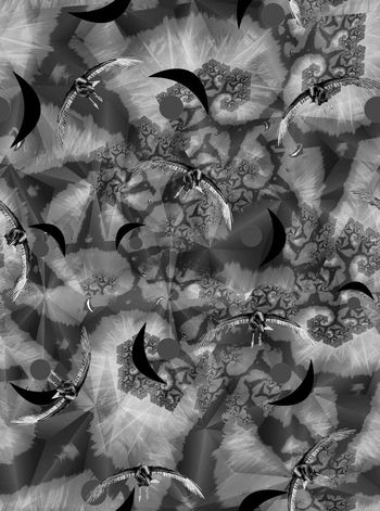 525596-复古 抽象笔刷  黑鸟 几何 拼接