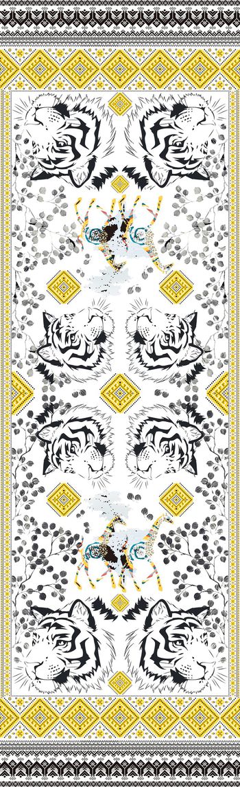 525717-民族风条纹元素老虎头长颈鹿小叶子潮