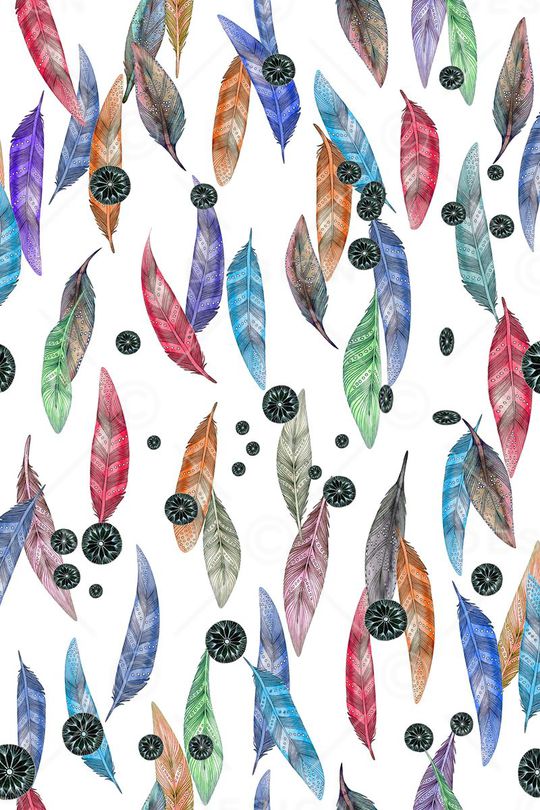 水彩羽毛印花华亿平台图片