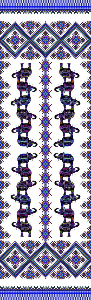 525904-民族风花纹元素几何大象小花潮流印花