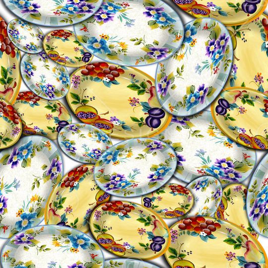 水果盘 花卉盘子印花华亿平台图片