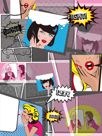 526255-欧美漫画风格人物 表情 文字 男装