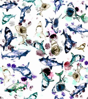 526440-艺术笔触肌理海中鲨圆点组合女装泳装