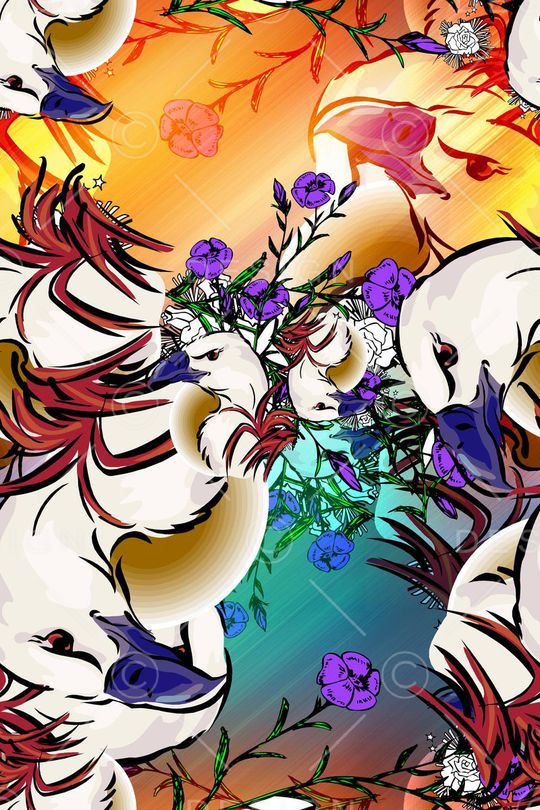 花鸟结合衬衣华亿平台印花华亿平台图片