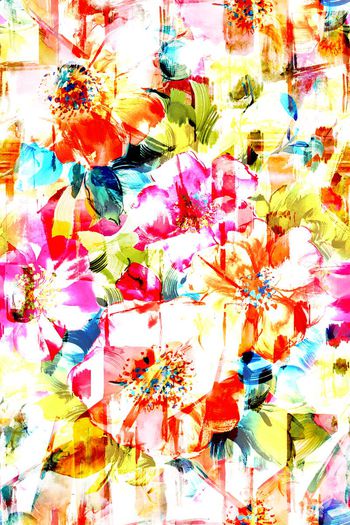 526609-抽象 时尚 潮流 水彩 大花 几何