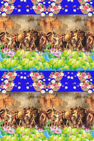 欧美 定位 萨宾妇女油画 窗帘 家纺 服装 壁画印花华亿平台图片