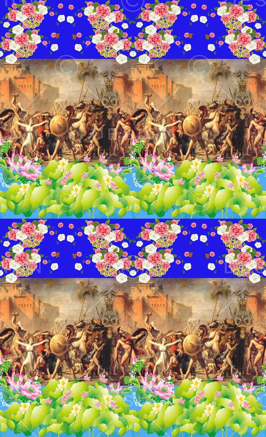 欧美 定位 萨宾妇女油画 窗帘 家纺 服装 壁画印花华亿平台图片