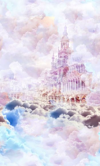 526812-云端之城彩虹云城堡欧式建筑优雅彩云