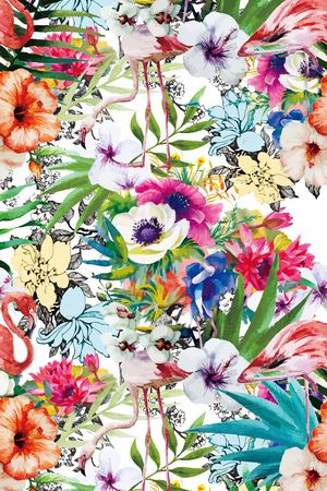 热带风情印花华亿平台图片