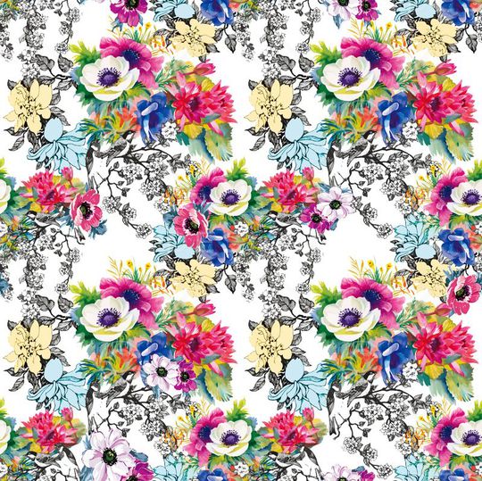 水彩花卉印花华亿平台图片