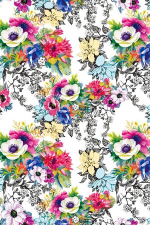 水彩花卉印花华亿平台图片