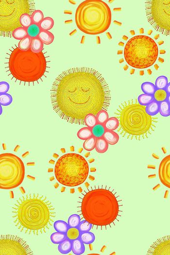 526864-手绘超萌卡通太阳花朵童装华亿平台