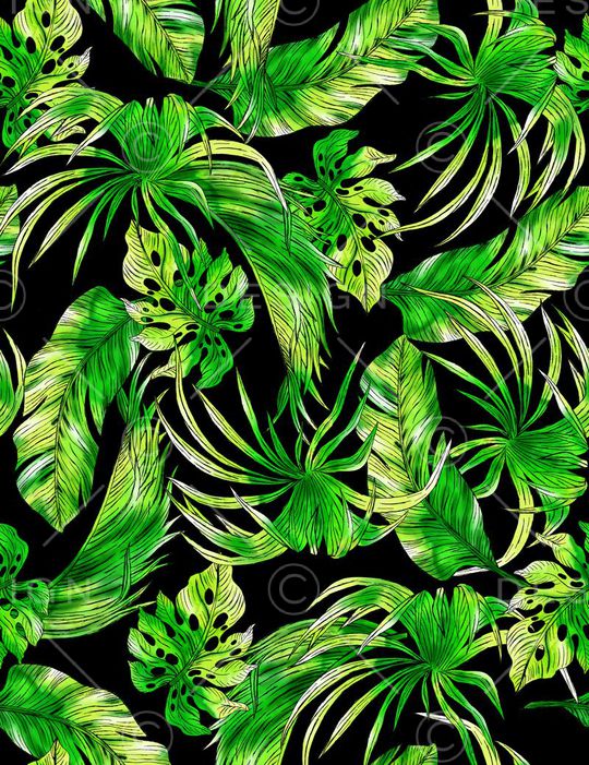 热带叶子印花华亿平台图片