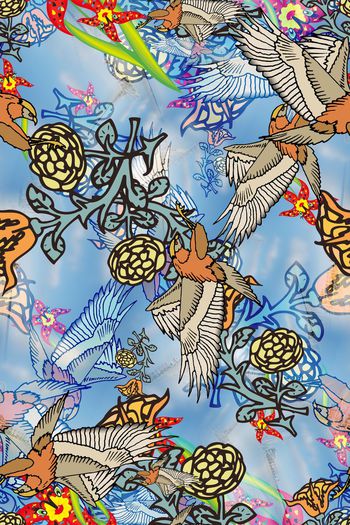 经典海洋蓝印花华亿平台图片