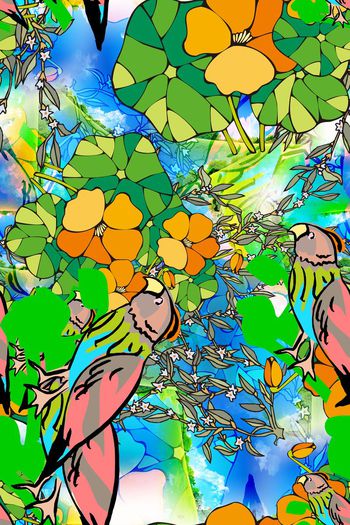 彩色花卉印花华亿平台图片