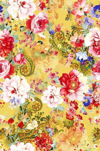 526946-时尚 大牌 花卉 佩斯利 花纹 蝴