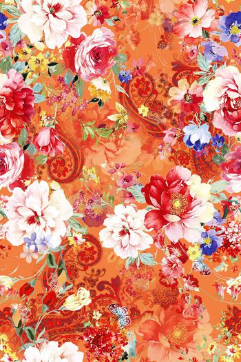 526947-时尚 大牌 花卉 佩斯利 花纹 蝴