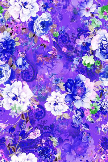 526948-时尚 大牌 花卉 佩斯利 花纹 蝴